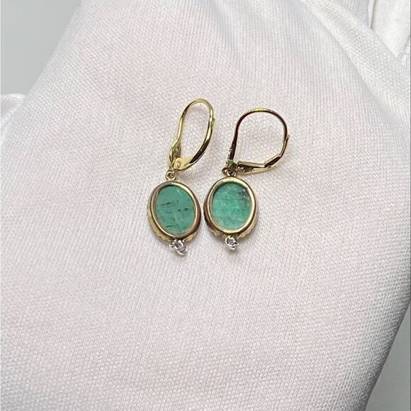 Meira T 14K Gold, Emerald & Diamond Drop Earrings - Picture 7 of 10